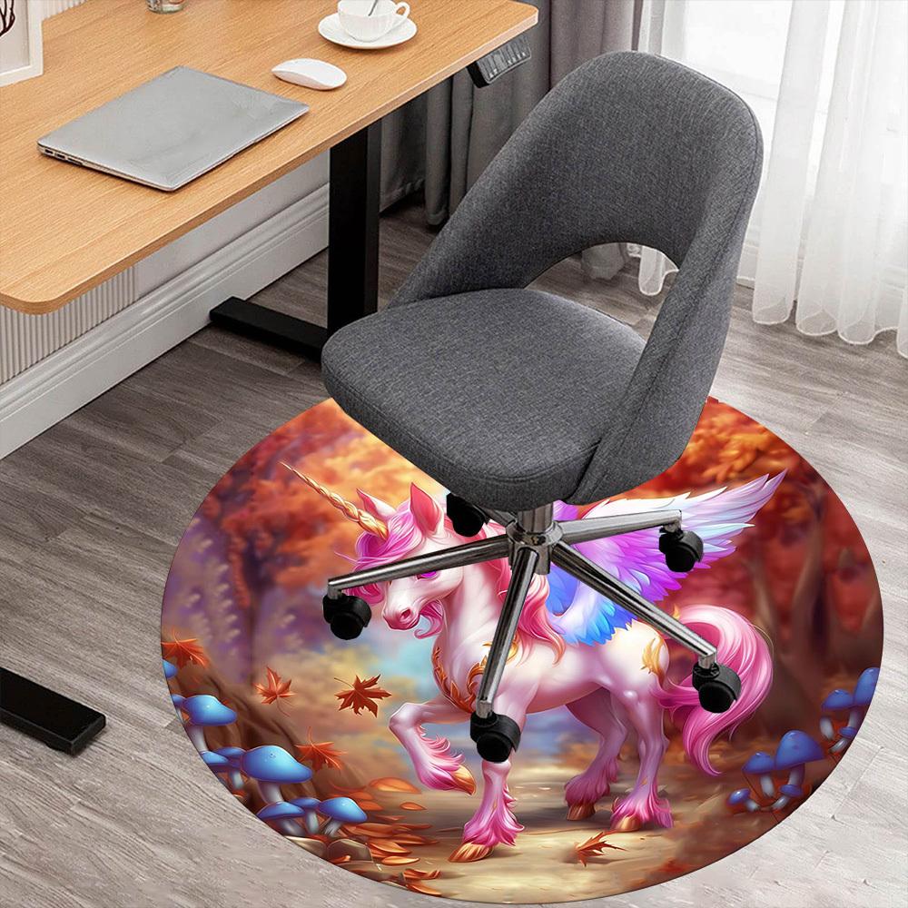 

1pc Unicorn Fantasy Round Chair mat Area Rug - Non-Slip, Floor Mat for Office, Bedroom, and Indoor Decor c1125067 80cm by 80cm