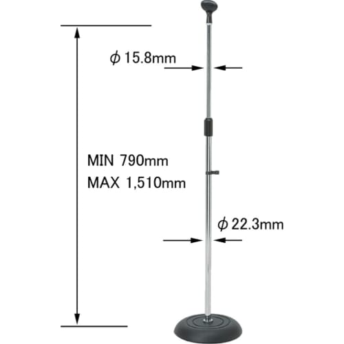 KC MC-4500/CR Chrome Straight Microphone Stand (with Microphone Holder)