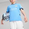 Puma Manchester City Football Club Series 2024-25 Season Letter Print Comfortable Fashion Short Sleeve T-Shirt Kids Tops Blue 775078-01