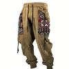 Leggings bărbătești largi cu șnur și buzunar, splicing geometric etnic Navajo, pantaloni de trening casual, angro