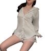 Sex Underwear Sexy Lace Shirt Shorts Set Long Sleeve Boyfriend Wind Suit Summer Thin