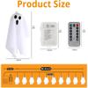 10LED Halloween Ghost Decorations with Remote Control String Lights Spooky Holiday Ornaments for Indoor Outdoor Porches Yards Gardens Lawn Party