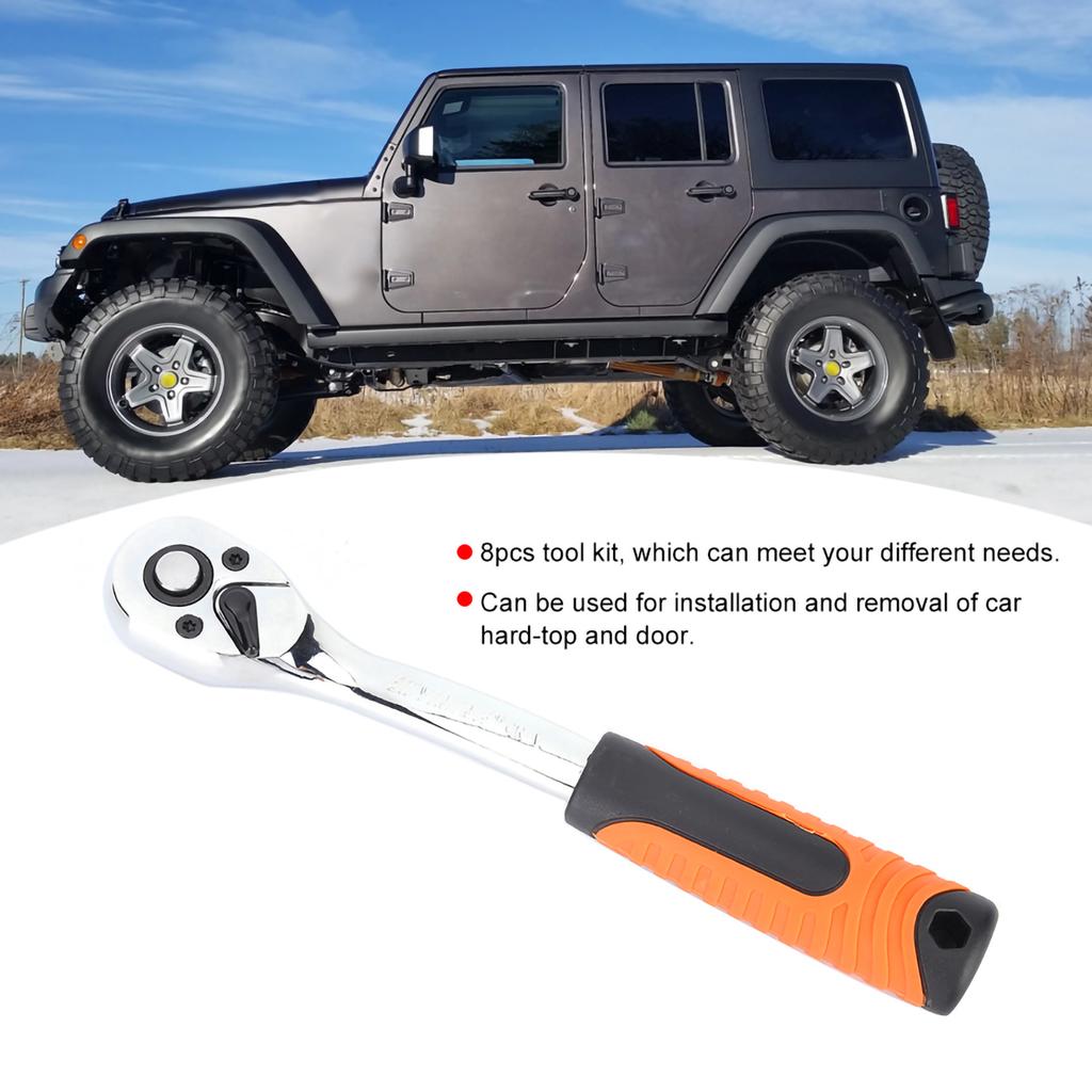 8pcs Auto Car Repair Tool Kit Stainless Steel Hard Top Door Spanner Remover Fits for Jeep Wrangler