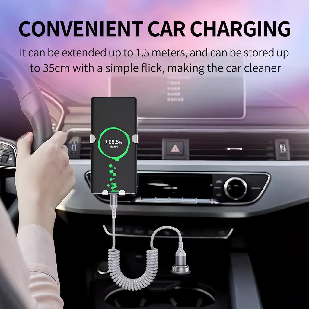 Electronic Accessories 100W 90 Degree Right Angled USB-C Coiled Retractable Data Cable Pure Copper Conductor Braid