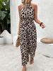 Sexy Jumpsuit mit Leopardenmuster und weitem Bein