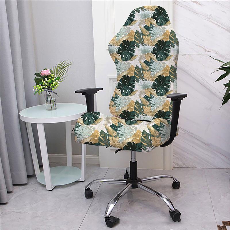 Elastic Printed Armchair Cover Universal Computer Game Chair Seat Cover Home Office Backrest Armrest Swivel Chair Slippers