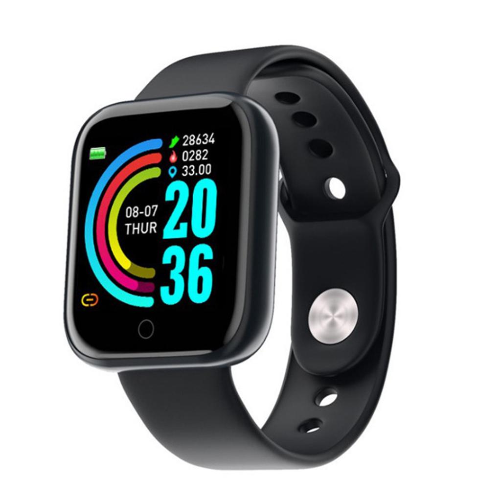 Y68 Smartwatch Heart Rate Monitor Fitness Activity Tracker Smartwatch for Sleep Monitoring Remote Photo Taking Black