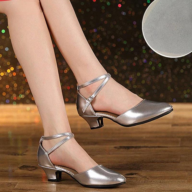 Fashion Women Shoes Fashion Comfortable Latin Dance Shoes Pumps for Women Glitter Leather Closed Toe Soft Sole Shoes Tango Ballroom Shoe