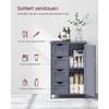 VASAGLE Bathroom Floor Storage Cabinet, Bathroom Storage Unit with 4 Drawers, Bathroom Cabinet Freestanding, with 1 Door, Adjustable Shelf