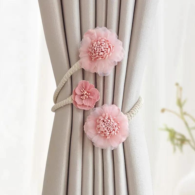 Flower Curtain Magnetic Tie Rope Backs Holdbacks Buckle Clips Accessory Rods Accessoires Hook Holder Home Decorations