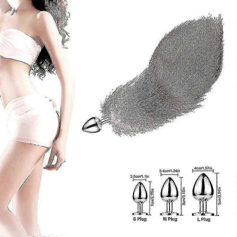 real hair fox tail plug in pet toy