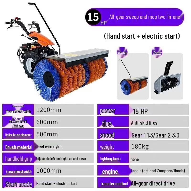 Ally 3-in-1 Municipal Push Snow Sweeper & Thrower