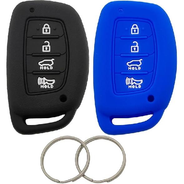Silicone Protector Key Fob Cover Case fit for Hyundai Sonata Elantra Tucson Keyless Entry Key Fob (NOT Fit Flip Key) (Black2)