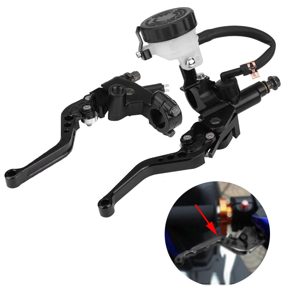 Universal 78"(22mm) Motorcycle Brake Clutch Master Cylinder Reservoir Levers Set Black