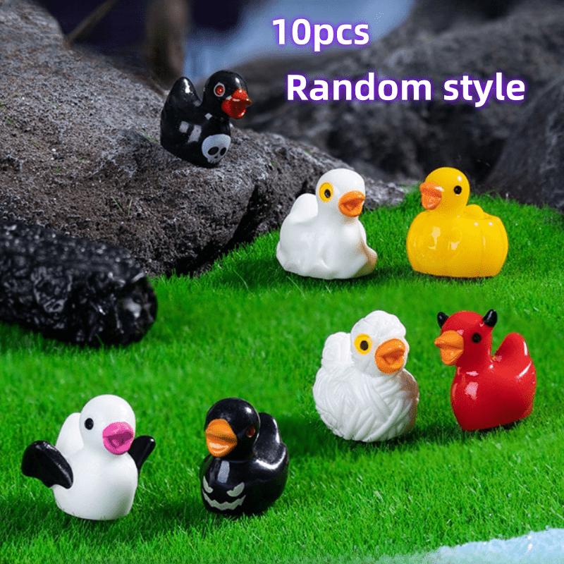 

10 pieces of miniature duck statues - resin animal garden stakes for miniature landscapes, Halloween themed bonsai decorations,