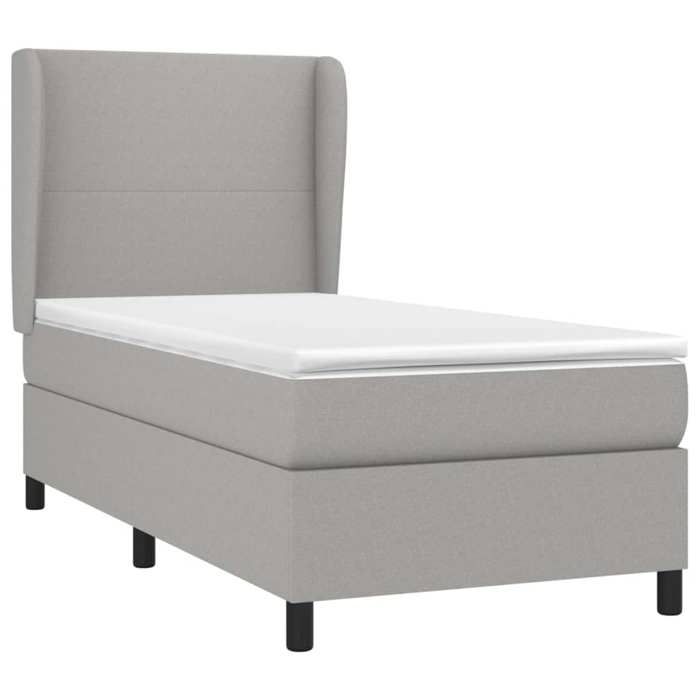 3127757 vidaXL Lit à sommier tapissier avec matelas Gris clair 80x200 cm Tissu