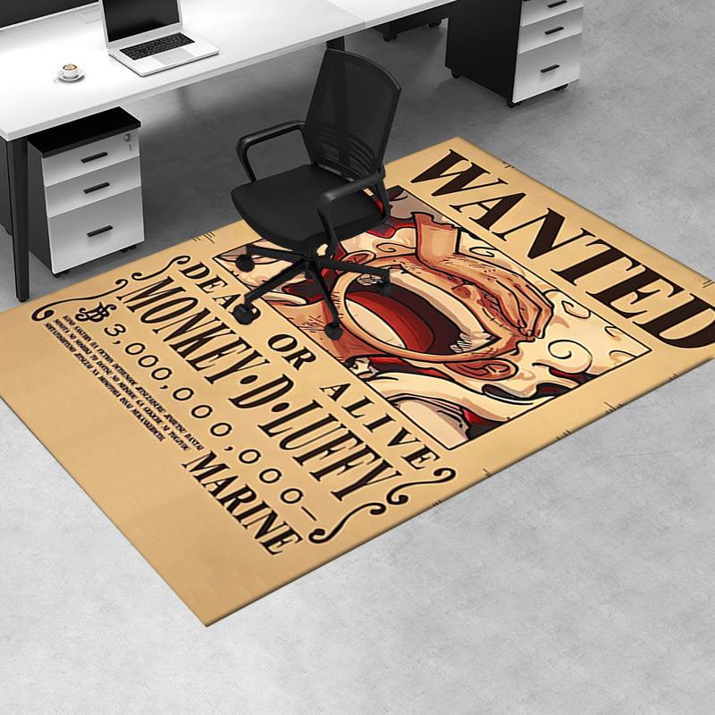 Office Carpet: Monkey D. Luffy Wanted Poster Sofa Rug Chair Mat for Protection