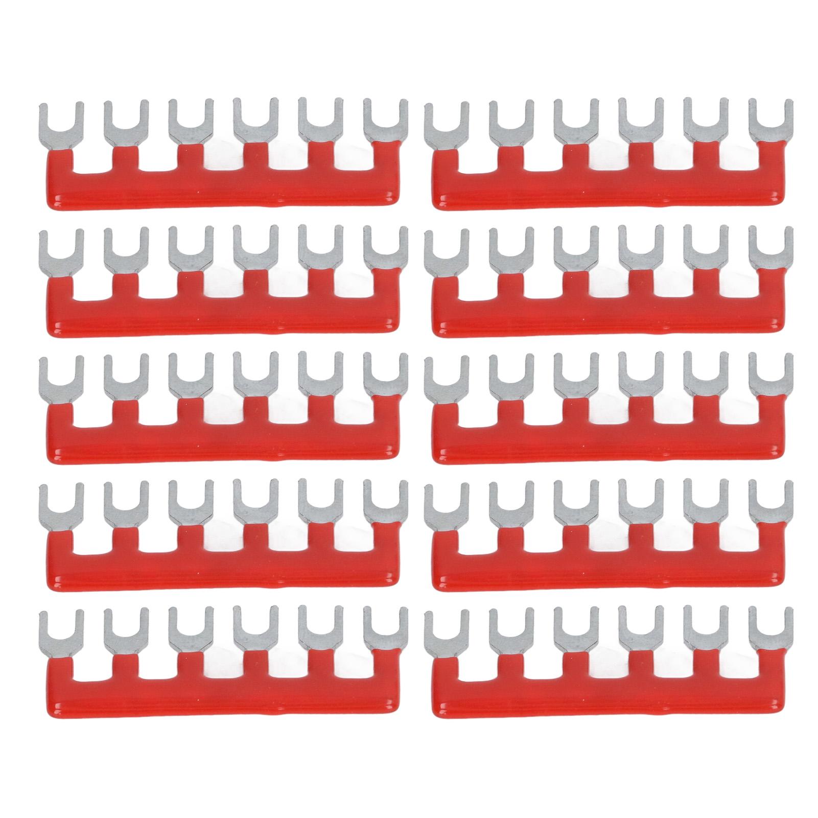 

10pcs Fork Type Terminal Strips 400V 15A Pure Copper PVC Flame Retardant Jumper Block Terminal Strips for Factory Red