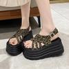 8CM Women High Platform Slippers Leopard Print Thick Sandals Woman Chunky Fashion Summer Flats Casual Beach Slides Zapatos Mujer