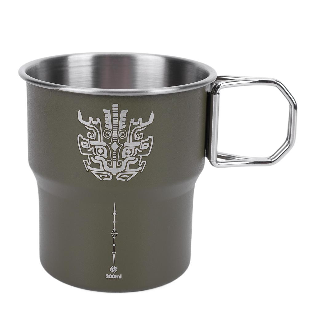 300ml Outdoor Camping Mug Stainless Steel Camping Water Cup with Foldable Handle Stackable Travel Cutlery Picnic Utensils