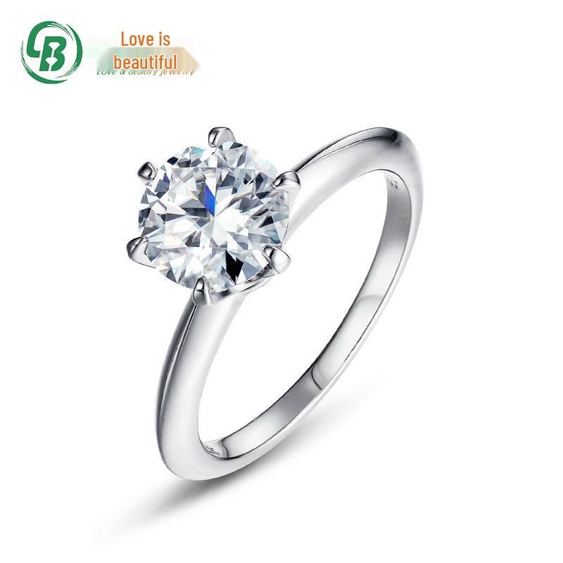 

Exquisite European & American 1.7CT Moissanite Six-Prong Ring in S925 Sterling Silver - Elegant Proposal Piece US 6