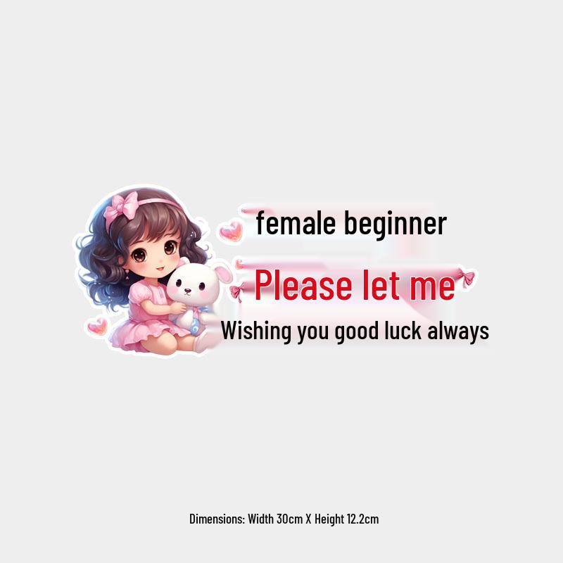 Good Luck Cartoon Car Sticker: Cute Rear Windshield Design