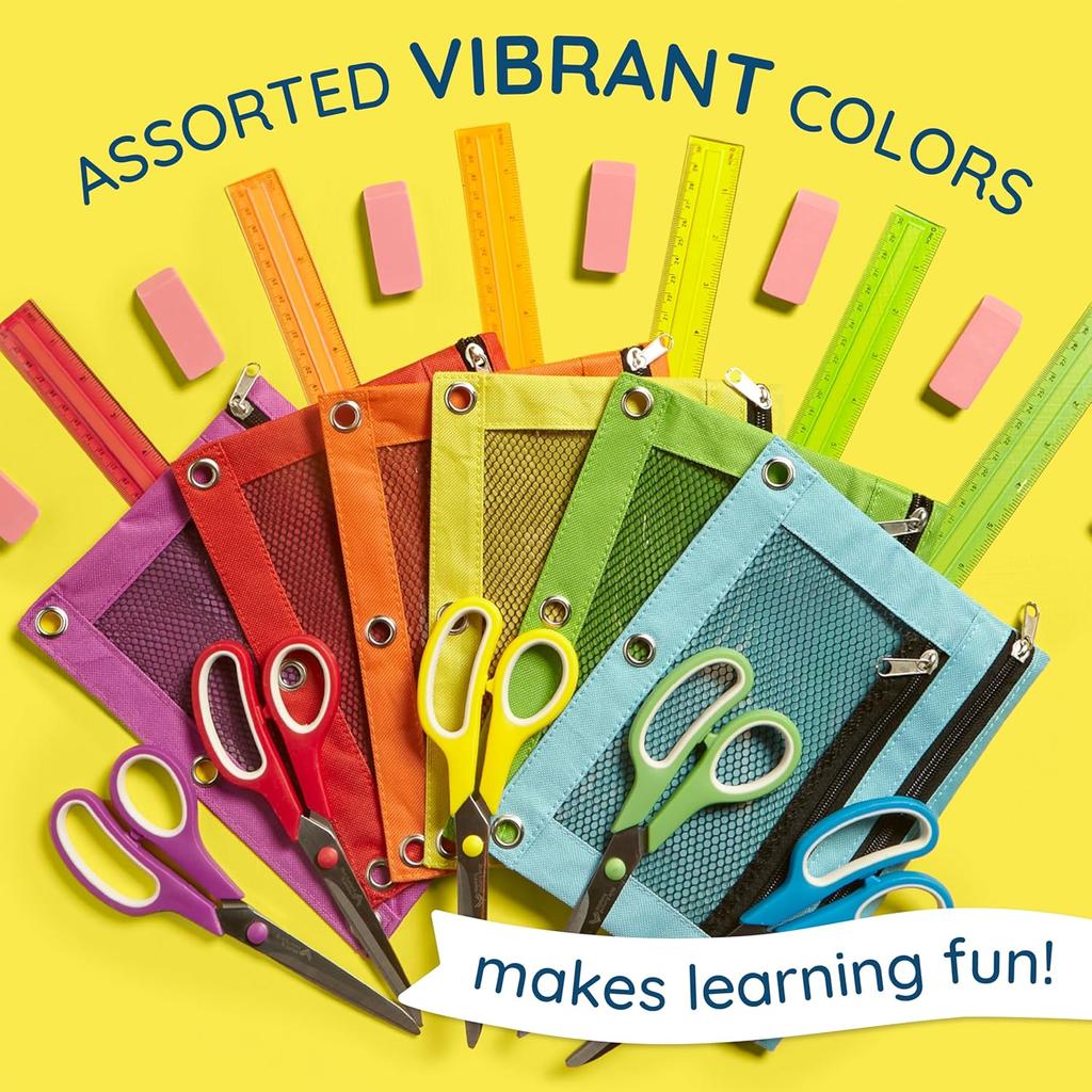 Blue Summit Supplies Pencil Pouches, Bulk Pencil Pouch 12 Pack In Assorted Colors for Storing School Supplies, Writing Utensils, and More, Cloth