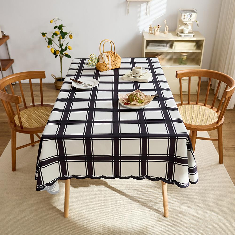 Plaid Table Cloth Simple Modern Light Luxury High-End Rectangular Fabric Waterproof Coffee Table Mat