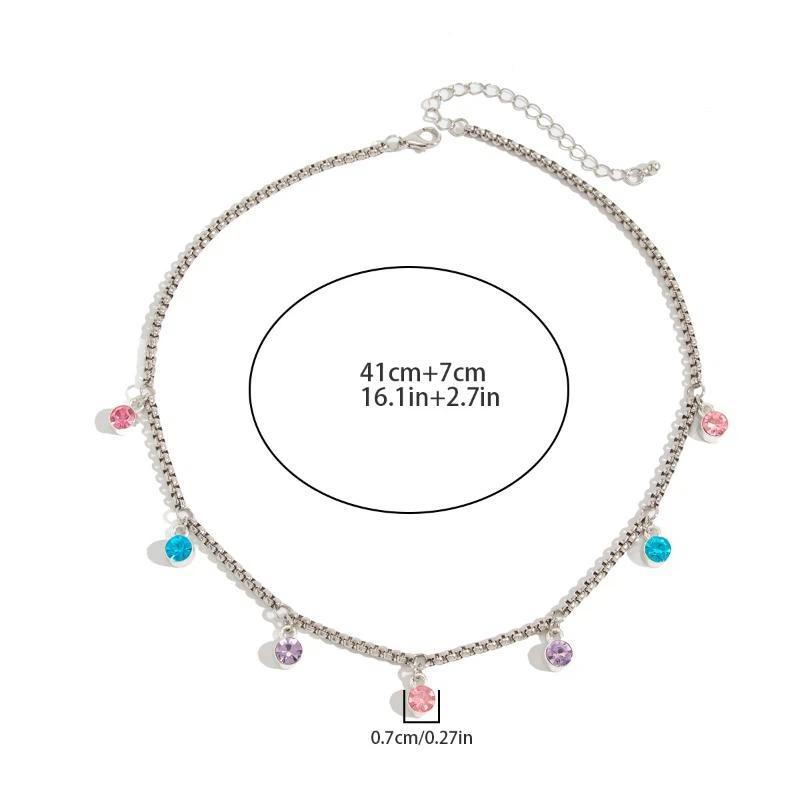 Ingemark Sweet Colorful Rhinestones Pendant Choker Necklace For Women Cute Adjustable Clavicle Chain Y2K Jewelry Accessories