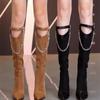 Middle Heel Ladies Knee High Shaft Shoes New In Large Size Warm Footwear Designer Luxury Spring Autumn 2024 Women's Long Boots