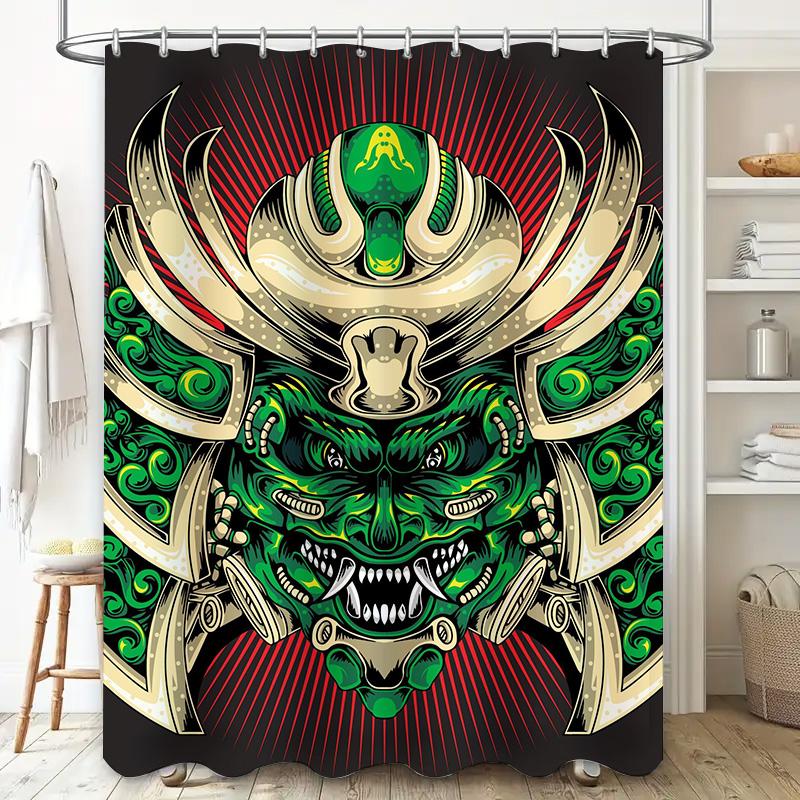 Tuniu Cool Japanese Oni Demon Shower Curtain Unique Art Room Bathroom Decor Black Design