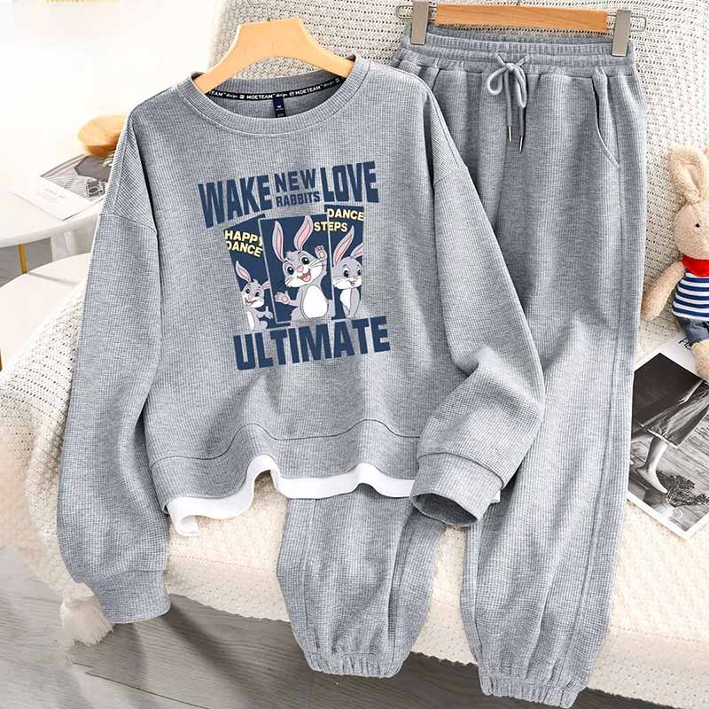 Women Suits Sets Large Size Pullover Sweatshirt Pants Thickened Top Longs Pants Two-piece Oversize 2PC Suit