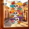 Outdoor Sunproof Window Decor Skeleton Undead Static Sticker, Waterproof PVC Decorative Decals, Durable Easy Peel And Stick Wall Film for