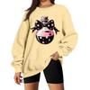 Women's Long Sleeve Neck Sweatshirt Loose Fit Casual Pullover Top with Small Halloween Print