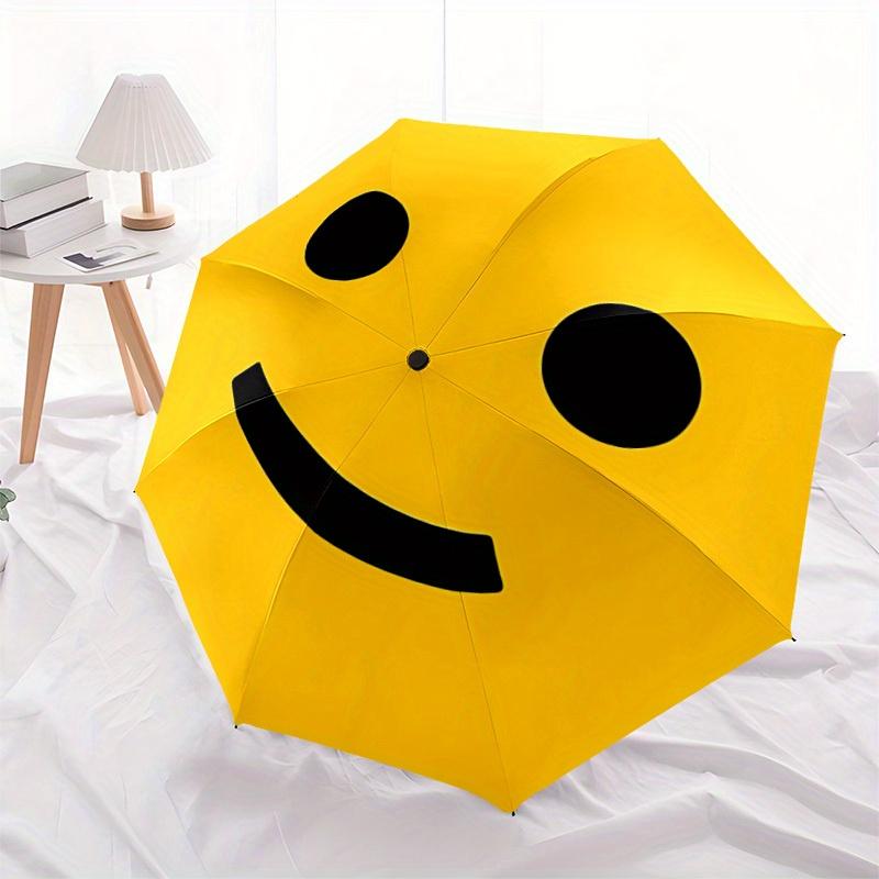 1pc Happy Face Automatic Open/Close Umbrella Sturdy Iron Frame, Compact Travel Umbrella - Perfect Gift for Women, Men, Birthdays057