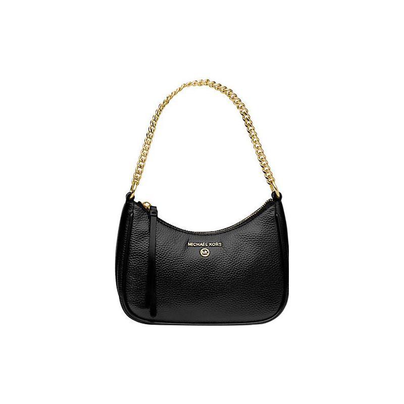 MICHAEL KORS Jet Set Charm Logo Zipper Closure Pebbled Leather Shoulder Handbag Small Women s Black чёрный
