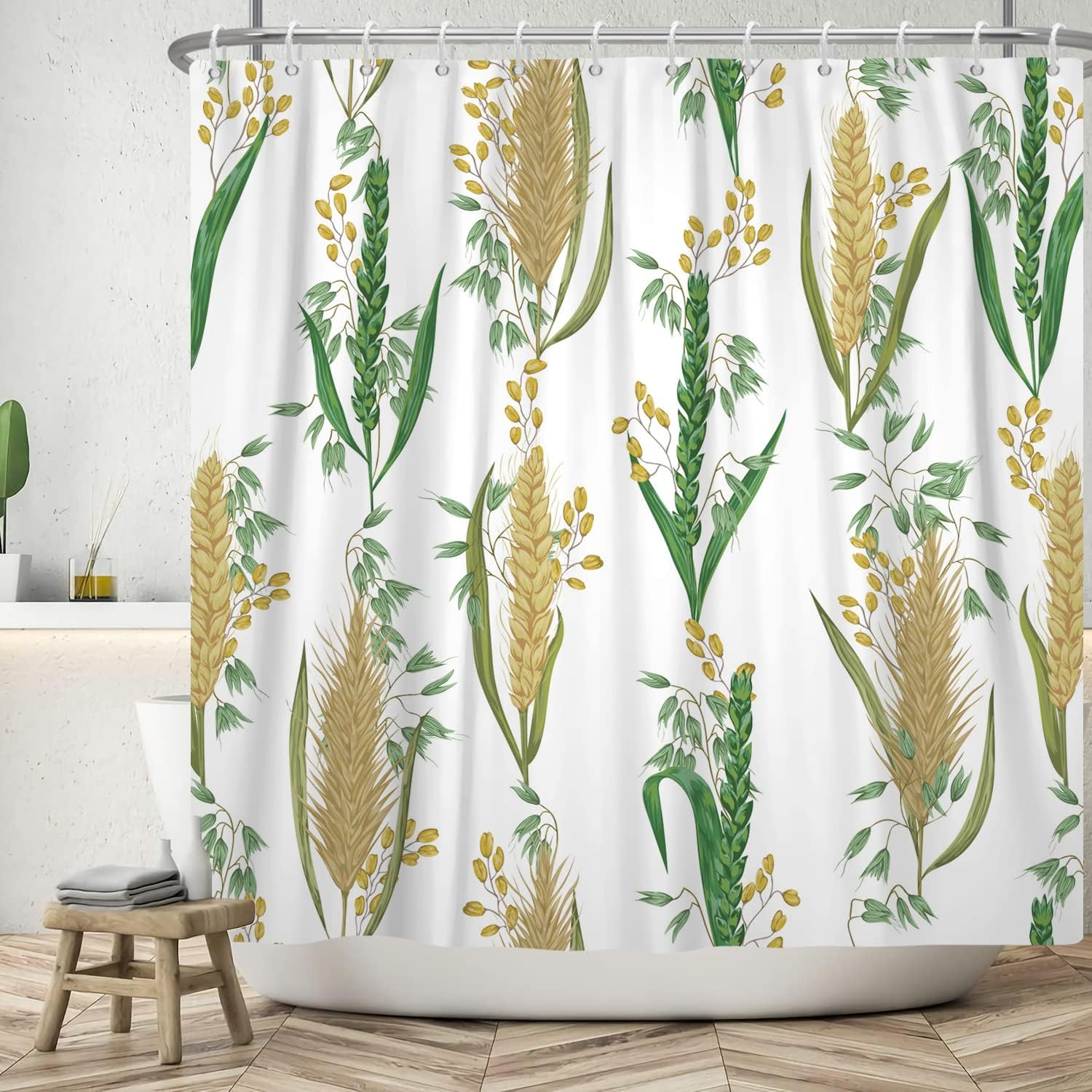 Bohemian Shower Curtain Abstract Art Medieval Tropical Plants Washable Bathtub Shower Curtain with Hook 180x180cm W90xH180cm