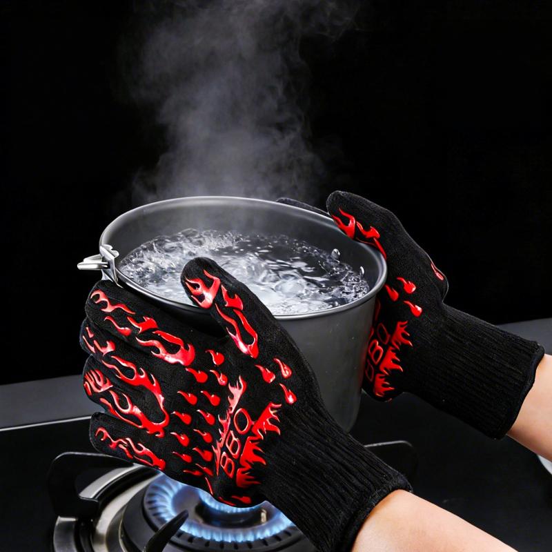 1/2Pcs Non Slip Silicone Oven Gloves Bbq Gloves Fireproof Heat Resistant Cut Resistant Mitts Kitchen Gloves For Barbecue Cooking