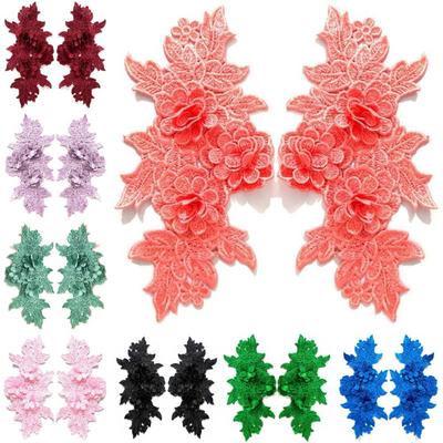 Heavy Lace Lace Applique Colorful Floral Embroidery Trim 3D Embroidered Patch Clothing Sewing