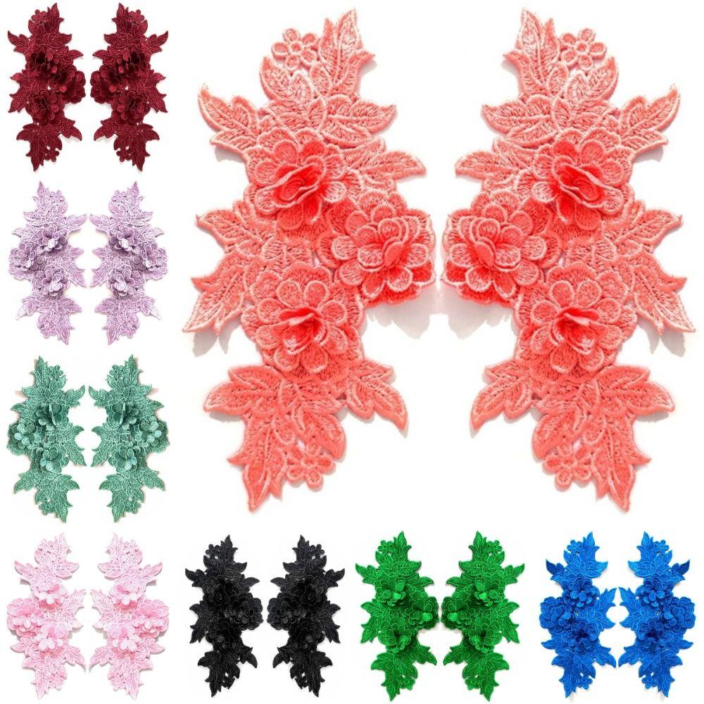 Vintage Schwere Spitze Spitzenapplikation Passendes Muster Bunte Florale Stickerei Borte DIY Design 3D Gestickter Aufnäher Kleidung Nähen