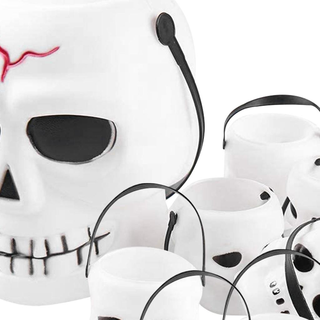Halloween Buckets with Handle Decorative Skeleton Candy Bowls for Boys Girls Party
