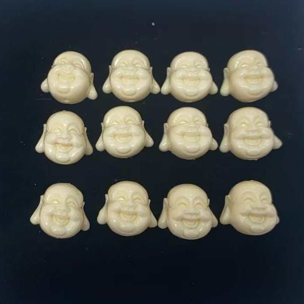 5Pcs Shell Powder Maitreya Buddha Head Beads 18x20mm Ivory Laughing Buddha Charms for DIY Bracelet Religious Lucky Jewelry Making