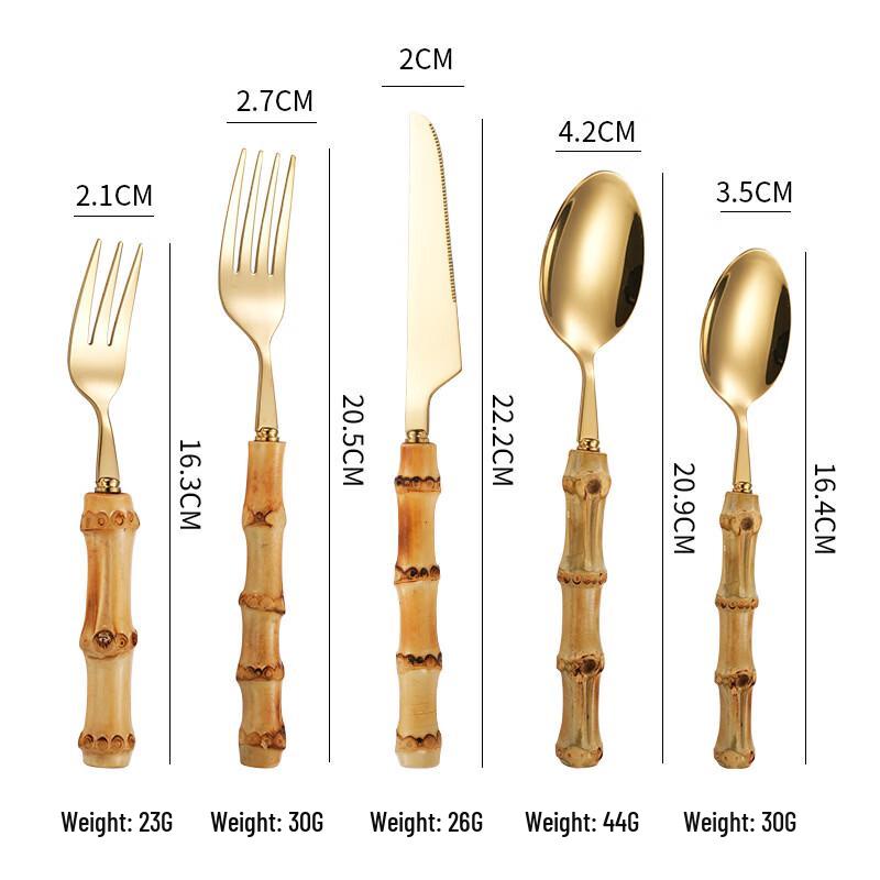Abay Retro Bamboo Handle Cutlery Set