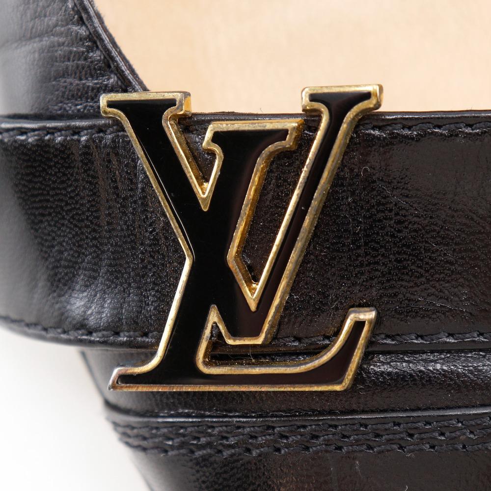 LOUIS VUITTON initial pumps Slingback Pointed toe pumps black leather Women Used