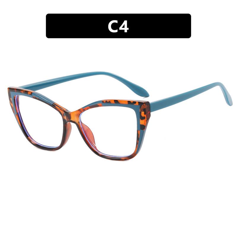 

Cat Eye Color-Block Anti-Blue Light Glasses Frames for Women – Stylish and Myopia-Compatible