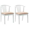 Dining Chair Set of 2 White and Brown Solid Rubberwood