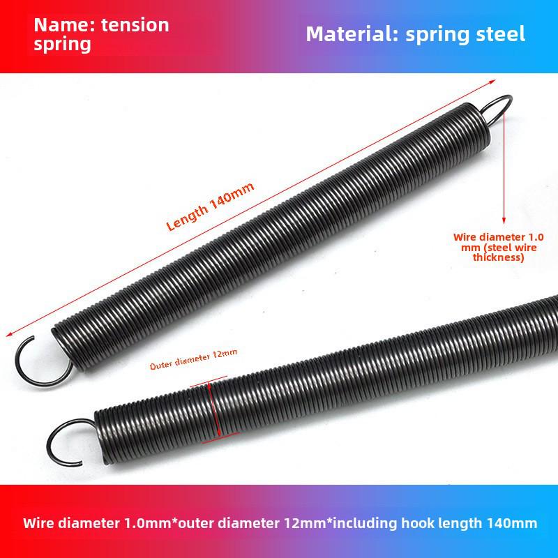 1.0mm Yellow Spring Steel Tension Spring with Hook Clamp for Mop Brake Binding Machine