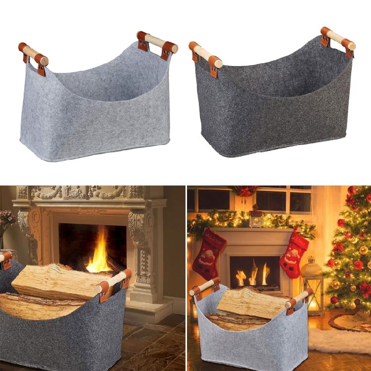 Functional Felt Firewood Holder Multipurpose Felt Shopper Handheld Bag For Firewood, Groceries And Storage Needs