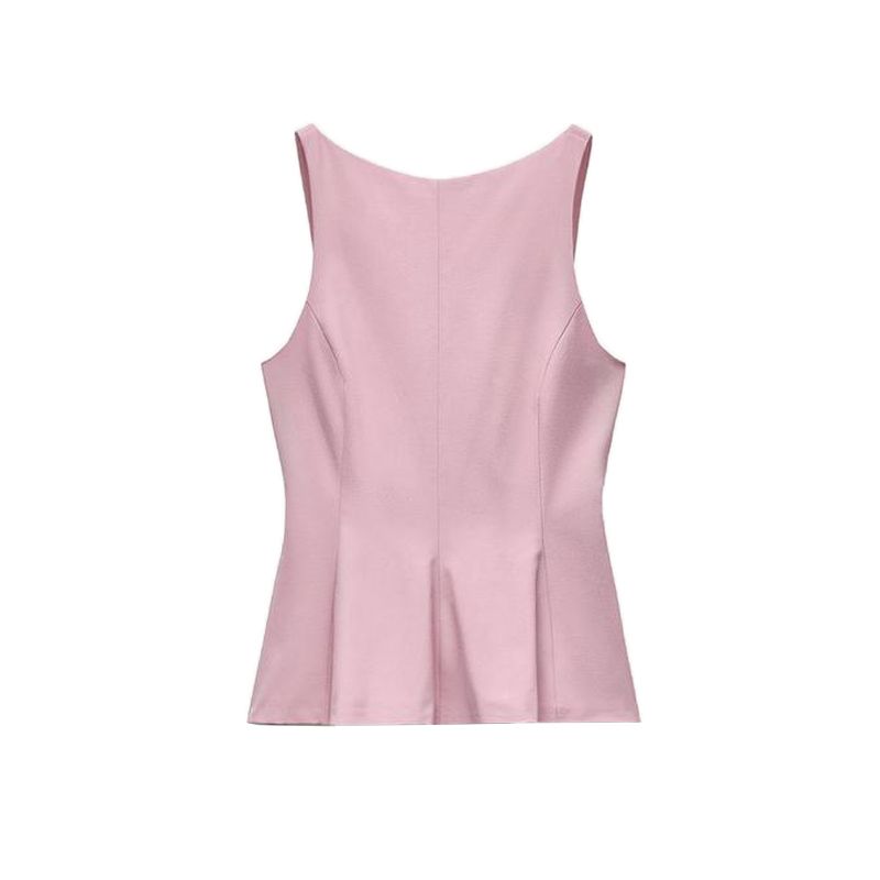 25 Spring New Women's Clothing Round Neck Sleeveless Bowknot Decoration Short Skirt Hem Silm Tops 3067008