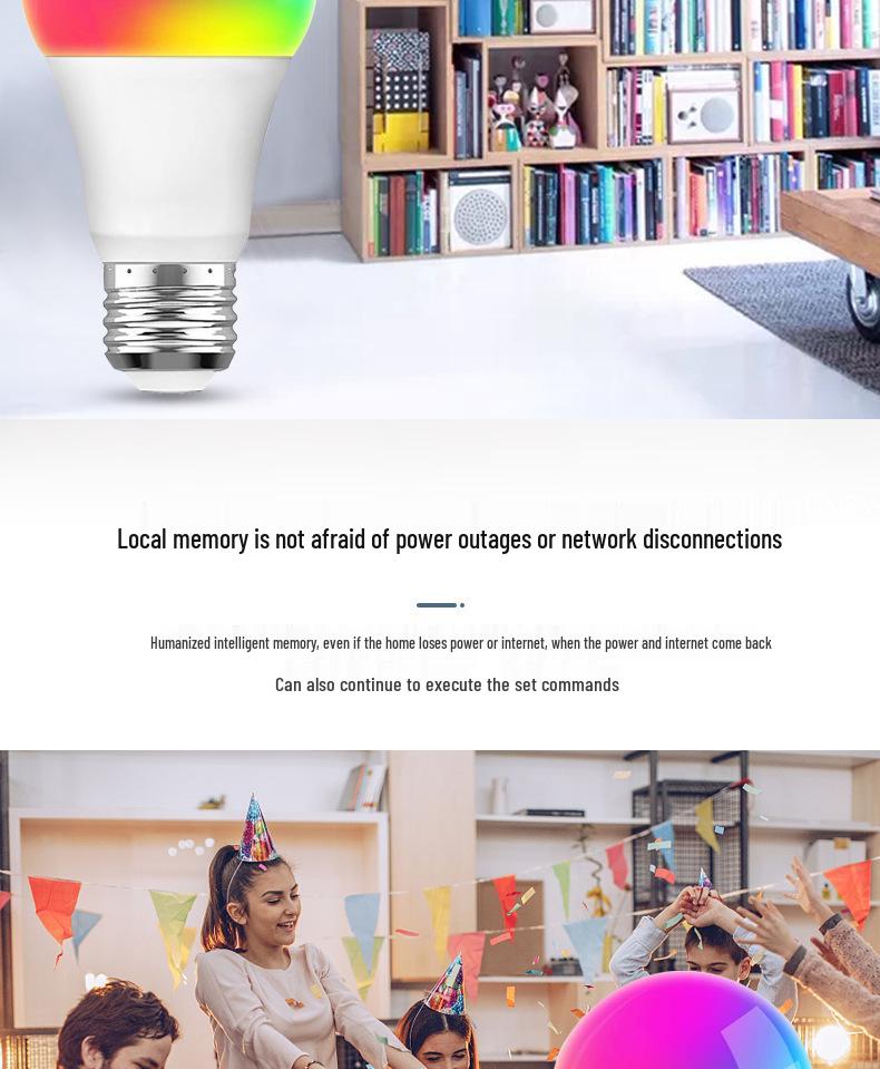 WiFi Smart RGB LED Bulb E27 9W, Seven-Color